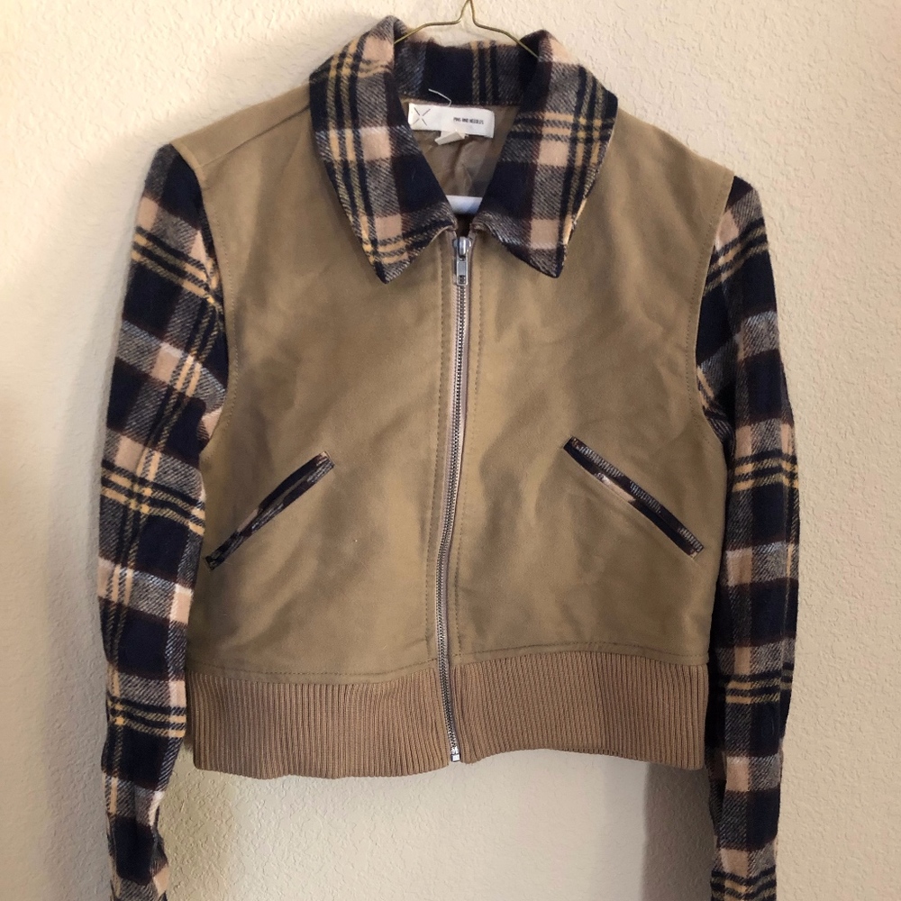 Pins & Needles Flannel Bomber Jacket (M)